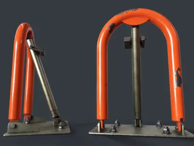 Folding Parking Barrier 1 PBR Game Ready Low-poly 3D model