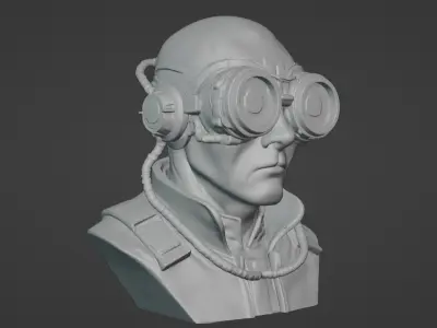 Cyberpunk Tactical Goggles Bust 3D print model