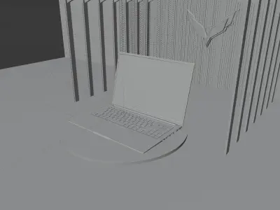 used laptop with realistic textures Low-poly 3D model