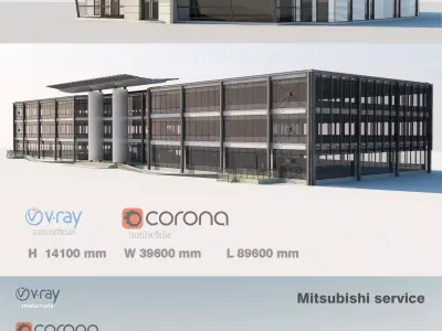 Office buildings Volkawagen Good Guys Mitsubishi 3D Model Pack