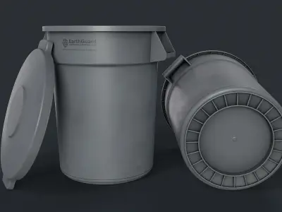 Street Trash Can 39 PBR Game Ready Low-poly 3D model