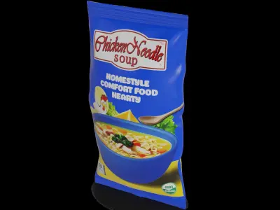 Canned and packet soups and stews Packet Chicken Noodle Soup Low-poly 3D model