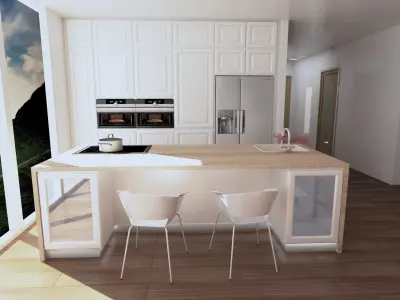 Modern kitchen with classical design 3D model