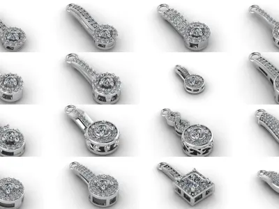 50 Files - STL - 3DM Women Pendant Stone Diamond Printable Model 3D Model Pack