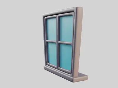 Cartoon Window 6b Low-poly 3D model