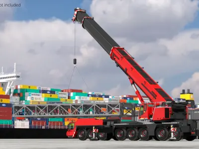  Mobile Telescopic Crane Lifting Load Red Rigged 