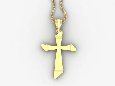 Light Gold 18K Cross Pendant 2CP070 3D print model