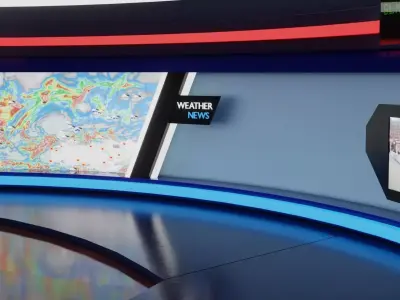 Virtual TV News Studio 3D model