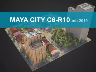 Realistic City District C6-R10 MAYA Low-poly 3D model