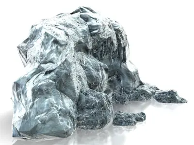 Ice cave entrance Low-poly 3D model