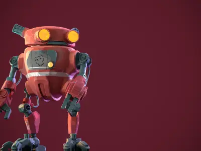 Stylized Robot Game Character Low-poly 3D model
