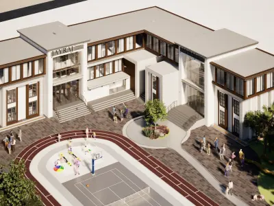 Detail School and university Campus 3d model Low-poly 3D model