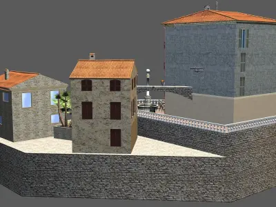 Cityscene Antibes Low-poly 3D model