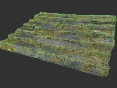 Ruined Stairs Low-poly 3D model