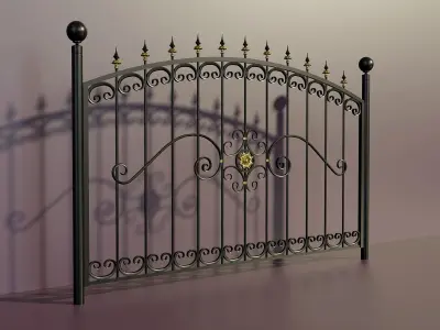 set of forged metal fences 3D model