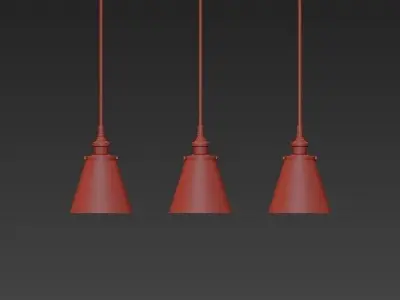 Globe three pendant lights with glass shades 3D model