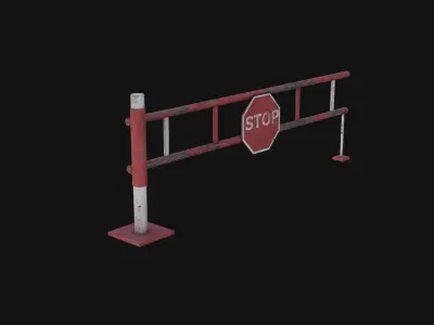 Road Block Gate Low-poly 3D model