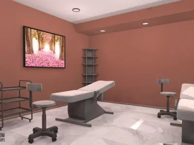 Massage room - interior and props Low-poly 3D model