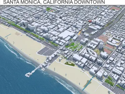 Santa Monica Downtown California USA Low-poly 3D model
