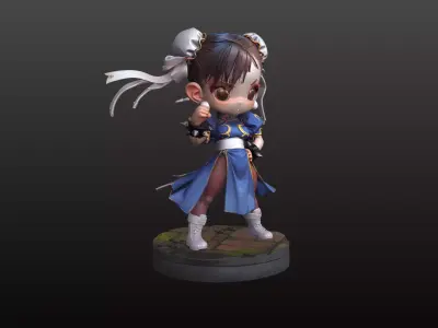 Chibi Martial Artist STL Cute Street Fighter 3D print model
