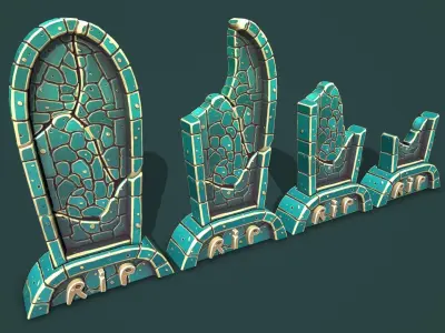 Fantasy gravestone rounded Low-poly 3D model
