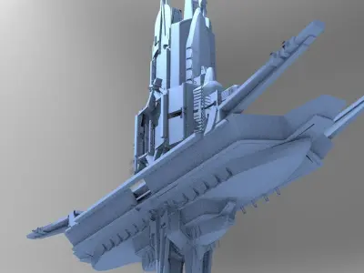 cyberpunk AsianTower Floating 2  3D model