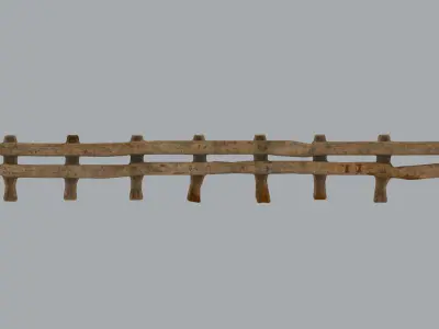 wooden fence Low-poly 3D model