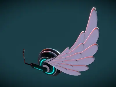 Wing Headphone Low-poly 3D model