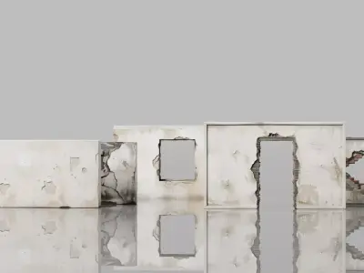 Abandoned Interior Plaster Walls PBR Set 5 Pieces Low-poly 3D model