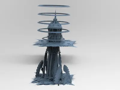 Cyberpunk Media Towers collection Low-poly 3D model