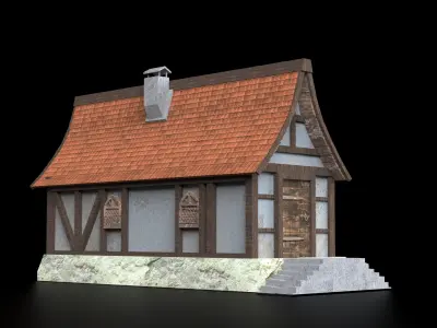 3 Fantasy houses Low-poly 3D model