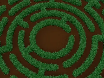Circular Maze With Grass 3D print model