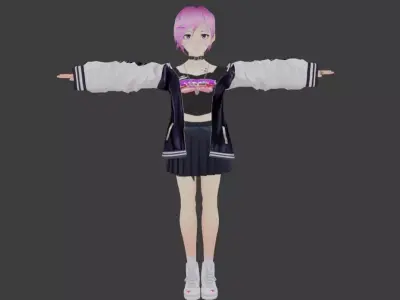 SciFi 3d anime kawaii girl character c19 Low-poly 3D model