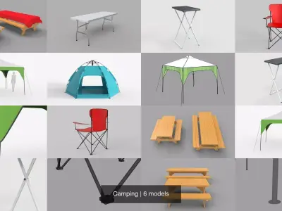 Camping folding table with top 3D Model Pack
