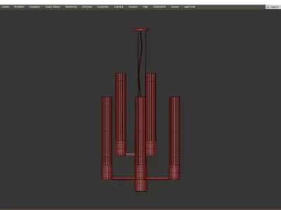 Jenae Glass Tubes Chandelier 9 Low-poly 3D model