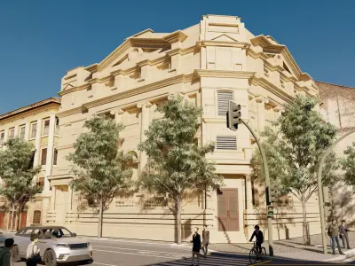 Classic stone facade-Building Classic Facade Element 3D model