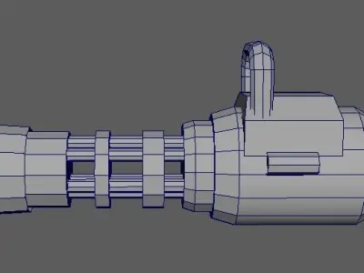 Minigun gun with light Low-poly 3D model