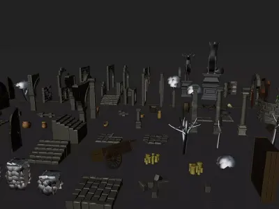 Ultimate Modular Ruins Pack 92 Model Low-poly 3D model