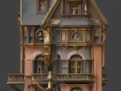 Steampunk Victorian Residential Manor 3D Model Low-poly 3D model