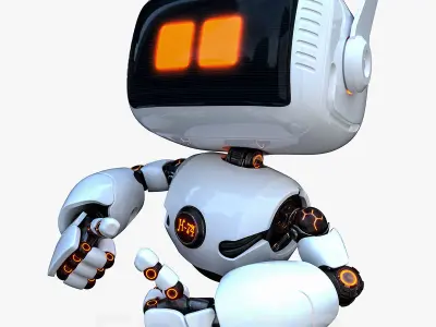 Cute Robot H-74 Yellow 3D model