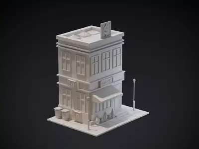 Bank Building Low-poly 3D model buy