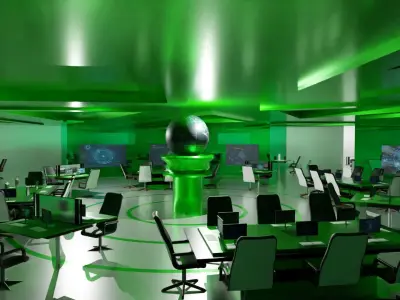 Sci-Fi Command Center Low-poly 3D model