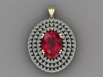  Gold Diamond Women Pendant 3D print Model 3D print model