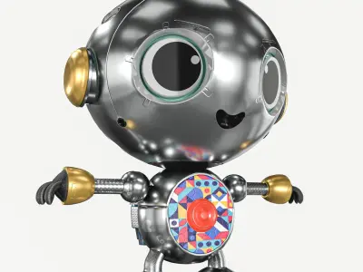 Small Cute Robot Low-poly 3D model