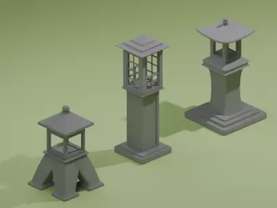 Japan Garden Stone Set 1 3D Model Pack
