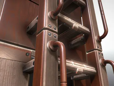 Modular Wood Ladders Low-poly 3D model