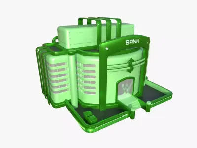 SciFi Bank A06 Green - Sci Fi Exterior Design Low-poly 3D model