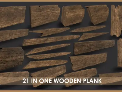 Wooden Plank Pack 21in1 Low-poly 3D model