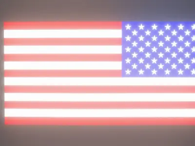 Lighted Waving American Flag  3D model