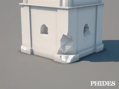 Ancient tower ruins low poly untextured Low-poly 3D model